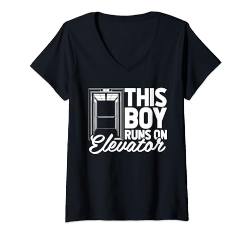 Damen Aufzug - Lift Taste Fahrstuhl T-Shirt mit V-Ausschnitt von Fahrstuhl Geschenke & Ideen