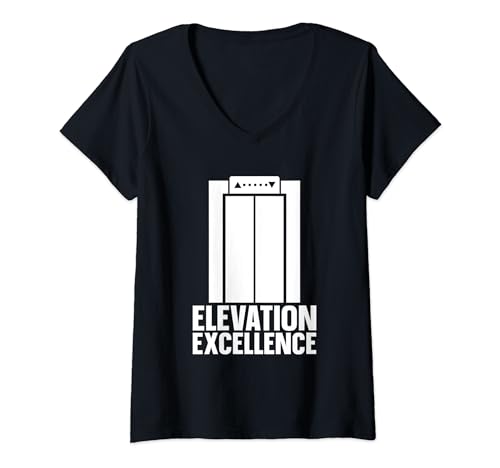 Damen Aufzug Lift - Taste Fahrstuhl T-Shirt mit V-Ausschnitt von Fahrstuhl Geschenke & Ideen