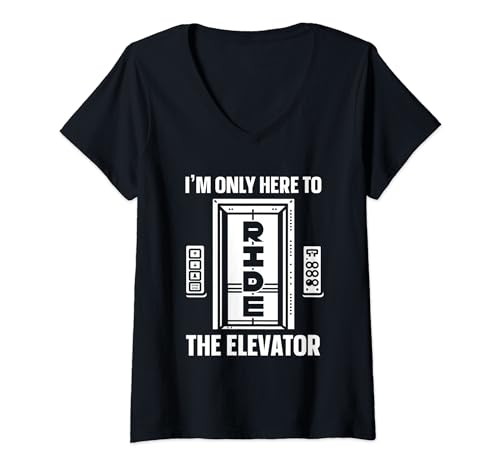 Damen Aufzug Taste - Lift Fahrstuhl T-Shirt mit V-Ausschnitt von Fahrstuhl Geschenke & Ideen