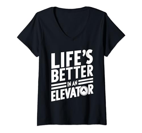 Damen Aufzug Taste Lift - Fahrstuhl T-Shirt mit V-Ausschnitt von Fahrstuhl Geschenke & Ideen