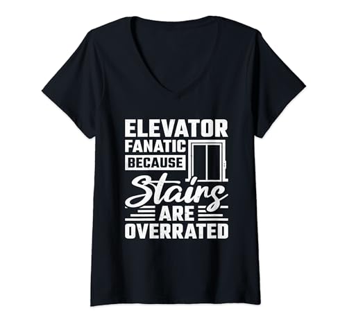 Damen Aufzug Taste Lift - Fahrstuhl T-Shirt mit V-Ausschnitt von Fahrstuhl Geschenke & Ideen