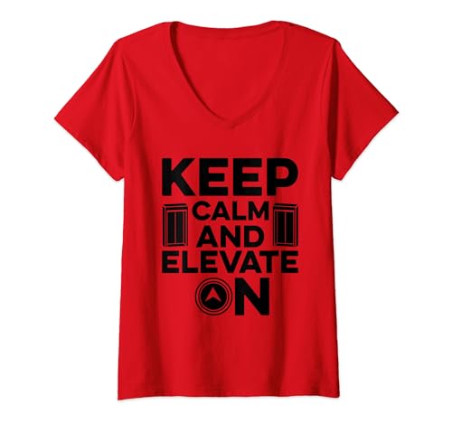 Damen Fahrstuhl Lift Taste - Aufzug T-Shirt mit V-Ausschnitt von Fahrstuhl Geschenke & Ideen