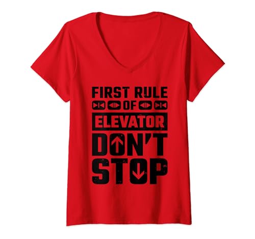 Damen Fahrstuhl - Lift Taste Aufzug T-Shirt mit V-Ausschnitt von Fahrstuhl Geschenke & Ideen