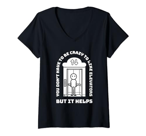 Damen Fahrstuhl Lift Taste - Aufzug T-Shirt mit V-Ausschnitt von Fahrstuhl Geschenke & Ideen