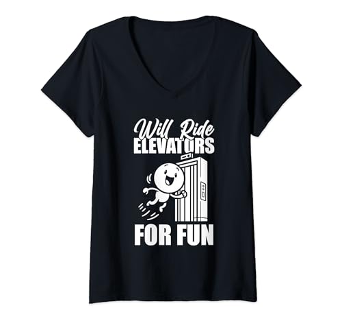 Damen Fahrstuhl Lift - Taste Aufzug T-Shirt mit V-Ausschnitt von Fahrstuhl Geschenke & Ideen