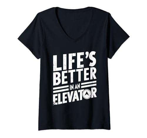 Damen Fahrstuhl Taste Lift - Aufzug T-Shirt mit V-Ausschnitt von Fahrstuhl Geschenke & Ideen