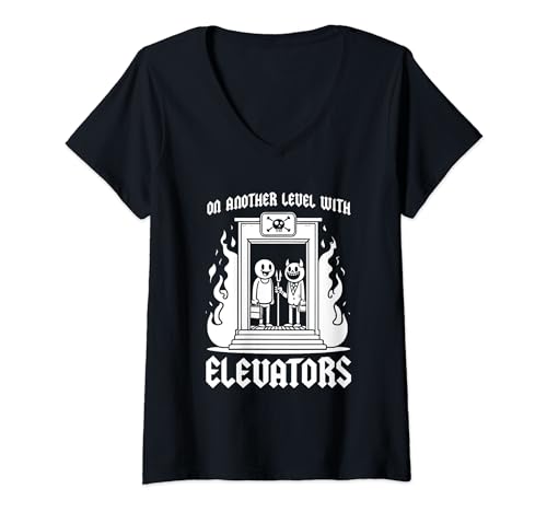 Damen Fahrstuhl Taste - Lift Aufzug T-Shirt mit V-Ausschnitt von Fahrstuhl Geschenke & Ideen