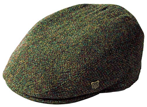 Failsworth Hats Stornoway Windowpane Harris Tweed Flat Cap – Moosbraun Gr. 6.75, Muster 2016 - Braun von Failsworth