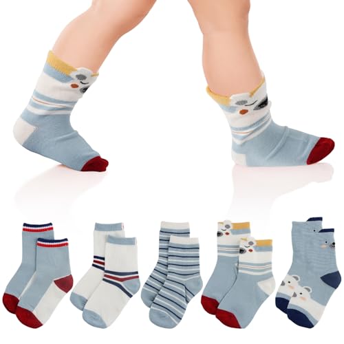 FainFun 5 Paar Kindersocken, Socken mit Tieren Kinder, Socken mit Tiermotiv, Bunte Strümpfe Kinder, Empfohlen für 4-6 Jahr, Geeignet für Fußlänge 14-17cm, 23-27 von FainFun