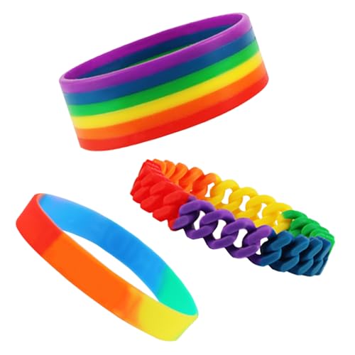 FainFun Gay Pride Armband, 3 Stück LGBT Armband Silikon, Homosexuell Armband für Männer und Frauen, Gummi Armbänder Regenbogen für Festliche Anlässe, Stolz Freundschaft Armband von FainFun