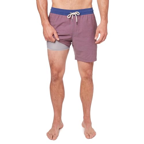 Fair Harbor The Bayberry Trunk – Herren-Badeanzüge mit Innenfutter, 17,8 cm Schrittlänge – Anti-Scheuer-Badehose mit klassischer Passform, Rote Wellen, X-Large von Fair Harbor