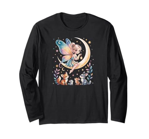 Cute Fairy Tales Magic Moon Animals Mythical Girl Langarmshirt Cute Fairy Tales Magic Moon Animals Mythical Girl Langarmshirt von Fairies and Music Everywhere DearPrint