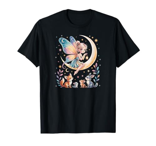 Cute Fairy Tales Magic Moon Animals Mythical Girl T-Shirt Cute Fairy Tales Magic Moon Animals Mythical Girl T-Shirt von Fairies and Music Everywhere DearPrint