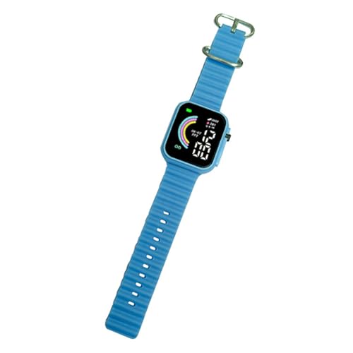 Fairnull LED-Display-Uhr, elektronische LED-Uhr, quadratisches Regenbogen-Zifferblatt, einfarbig, weiches Anti-Rutsch-Armband, verstellbar, für Kinder, Studenten, Freizeitsport, Digitale Armbanduhr, von Fairnull