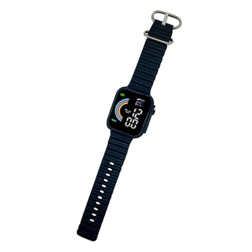 Fairnull LED-Display-Uhr, elektronische LED-Uhr, quadratisches Regenbogen-Zifferblatt, einfarbig, weiches Anti-Rutsch-Armband, verstellbar, für Kinder, Studenten, Freizeitsport, Digitale Armbanduhr, von Fairnull