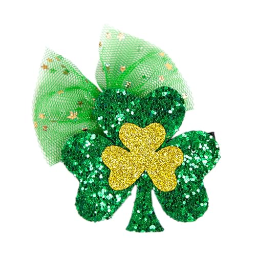 Fairnull Netz-Haarspange Kleeblatt-Haarnadel St. Patrick's Day Haarnadel Grün Mesh Pailletten Kleeblatt Regenbogen Haarspange Exquisite Urlaub Party C Einheitsgröße von Fairnull