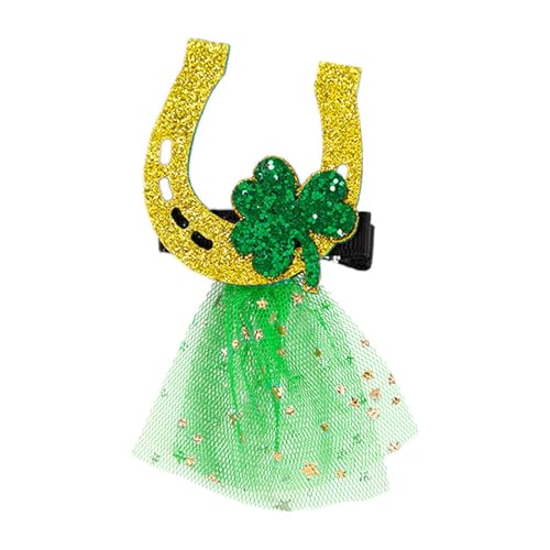 Fairnull Netz-Haarspange Kleeblatt Haarnadel St. Patrick's Day Haarnadel Grün Mesh Pailletten Kleeblatt Regenbogen Haarspange Exquisite Urlaub Party F Einheitsgröße von Fairnull