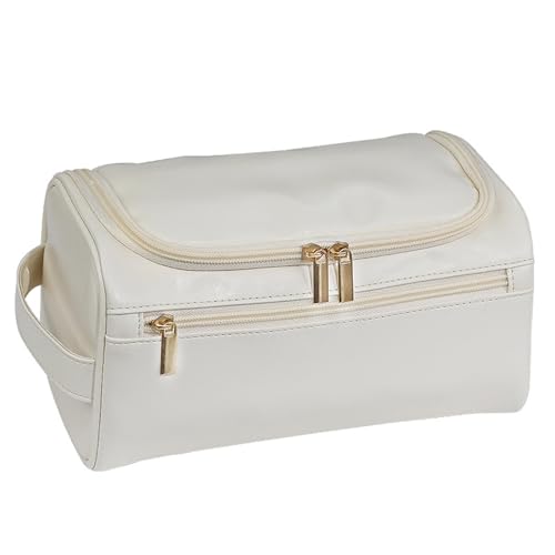 Make-up-Tasche, Reise-Kosmetiktasche, Reise-Make-up-Tasche, Aufbewahrungs-Organizer, Kunstleder-Kosmetiktasche mit Haken und großem Fassungsvermögen, a von Fairnull