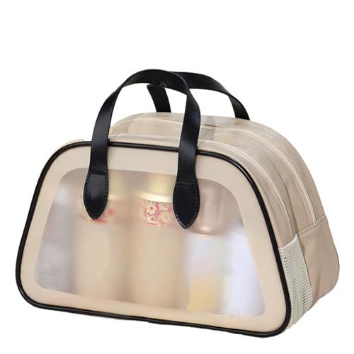 Make-up-Tasche, Reise-Kosmetiktasche, Reise-Make-up-Tasche, Aufbewahrungs-Organizer, große Kapazität, Kosmetiktasche mit wasserdichtem transparentem PVC und Trocken- und Nass-Trennung, aprikose, M von Fairnull