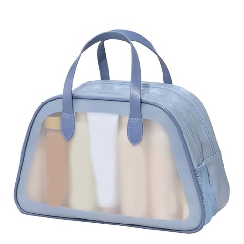 Make-up-Tasche, Reise-Kosmetiktasche, Reise-Make-up-Tasche, Aufbewahrungs-Organizer, große Kapazität, Kosmetiktasche mit wasserdichtem transparentem PVC und Trocken- und Nass-Trennung, blau, L von Fairnull