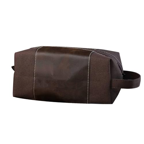 Make-up-Tasche, Reise-Kosmetiktasche, Reise-Make-up-Tasche, Aufbewahrungs-Organizer, personalisierbar, für Herren, Reise-Kulturbeutel mit wasserdichtem Griff, braun von Fairnull