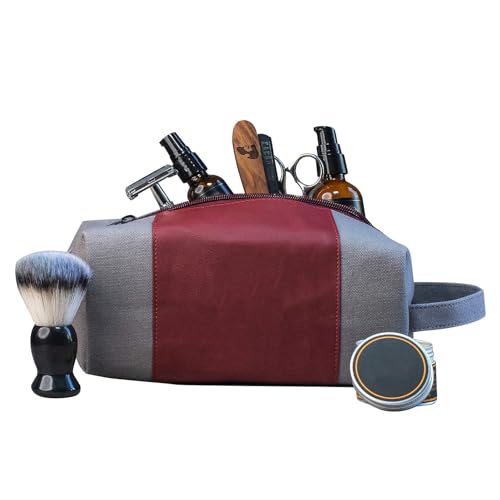 Make-up-Tasche, Reise-Kosmetiktasche, Reise-Make-up-Tasche, Aufbewahrungs-Organizer, personalisierbar, für Herren, Reise-Kulturbeutel mit wasserdichtem Griff, grau von Fairnull