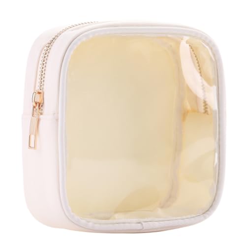 Make-up-Tasche, Reise-Kosmetiktasche, Reise-Make-up-Tasche, Aufbewahrungs-Organizer, transparente Mini-Make-up-Tasche mit transparentem PVC und Reißverschluss, beige von Fairnull