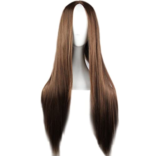 Modische Damenperücke, einfarbig, Mittelscheitel, lang, glatt, Cosplay-Haarteil von Fairnull