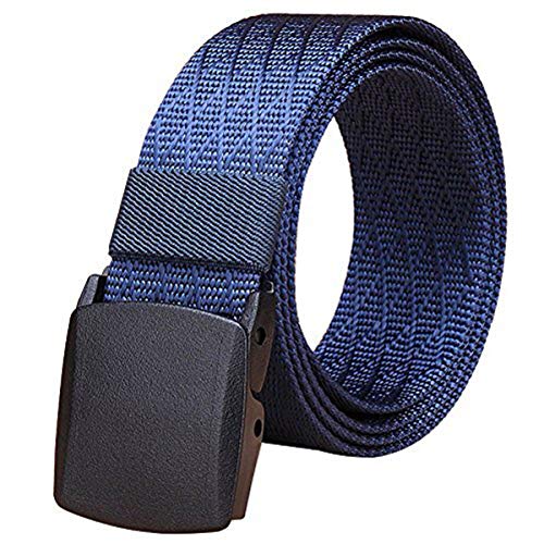 Fairwin Gürtel Herren, Gürtel Ohne Löcher Nylon Herren-Gürtel, Automatik Gürtel Herren, Verstellbare Gurtband Outdoor Schnalle Gürtels Sportarten Gürtel in Geschenkbox (Blau, 125cm) von Fairwin