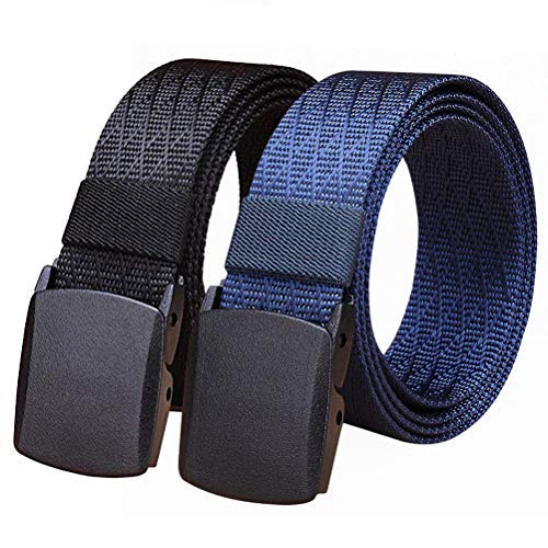 Fairwin Gürtel Herren, 2er Gürtel Ohne Löcher Nylon Herren-Gürtel, Automatik Gürtel Herren, Verstellbare Gurtband Outdoor Schnalle Gürtels Sportarten Gürtel in Geschenkbox von Fairwin