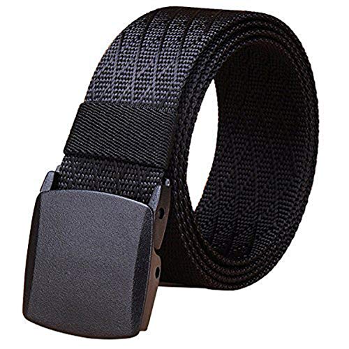 Fairwin Gürtel Herren, Gürtel Ohne Löcher Nylon Herren-Gürtel, Automatik Gürtel Herren, Verstellbare Gurtband Outdoor Schnalle Gürtels Sportarten Gürtel in Geschenkbox (Schwarz, 125cm) von Fairwin