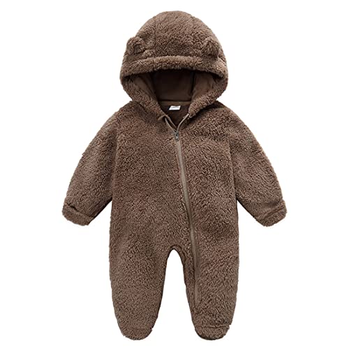 Fairy Baby Baby Snowsuit, Newborn Baby Hooded Footed Romper Fleece Snowsuit Cartoon Flannel Zipper Jumpsuit Thin Fall Winter Outfits von Fairy Baby