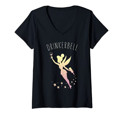 Damen Drinkerbell Fairy Stars Süßes Weintrinken T-Shirt mit V-Ausschnitt Damen Drinkerbell Fairy Stars Süßes Weintrinken T-Shirt mit V-Ausschnitt von Fairy Drinkerbell Wine Designs