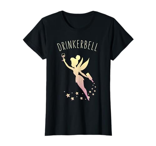 Fairy Drinkerbell Fairy Stars Süßes Weintrinken T-Shirt für Frauen, Schwarz, S, Halbarm, U-Ausschnitt, Klassische Passform, Polyester 100% Fairy Drinkerbell Fairy Stars Süßes Weintrinken T-Shirt für Frauen, Schwarz, S, Halbarm, U-Ausschnitt, Klassische Passform, Polyester 100% von Fairy Drinkerbell Wine Designs