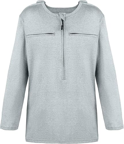 Chemo Port 5 Access Point Shirt für Damen, lange Ärmel, nach Operationen, Erholung, T-Shirt, abreißbar, seitliche Reißverschlüsse, Grau, Groß Chemo Port 5 Access Point Shirt für Damen, lange Ärmel, nach Operationen, Erholung, T-Shirt, abreißbar, seitliche Reißverschlüsse, Grau, Groß von Fairy Godmother