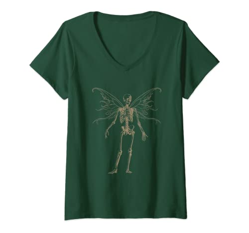 Damen Butterfly Grunge Fairycore Ästhetisches Skelett Y2K Gothic T-Shirt mit V-Ausschnitt Damen Butterfly Grunge Fairycore Ästhetisches Skelett Y2K Gothic T-Shirt mit V-Ausschnitt von Fairy Grunge Fairycore Clothing For Women