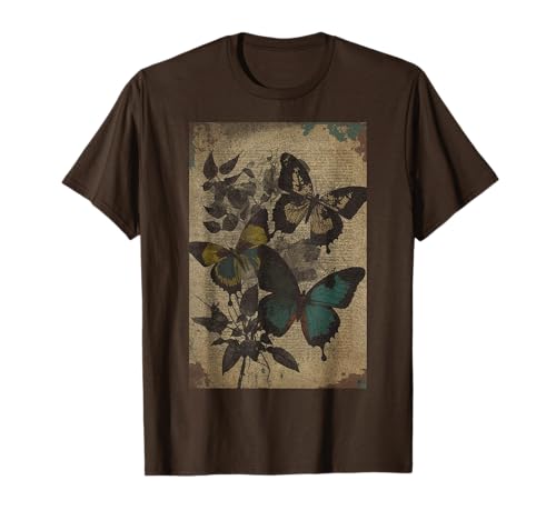 Fairy Grunge Fairycore Clothing For Women - Unisex - Brown - Small - Kurzarm - T-Shirt - Gothic Butterfly Design von Fairy Grunge Fairycore Clothing For Women