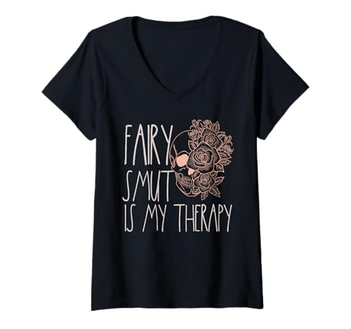 Damen Romantasy Books Fairy Smut Therapy Spicy Book Feengeschichten T-Shirt mit V-Ausschnitt Damen Romantasy Books Fairy Smut Therapy Spicy Book Feengeschichten T-Shirt mit V-Ausschnitt von Fairy Smutt Gifts Bookish Women