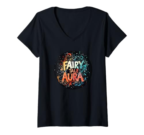 Damen Erstaunlicher Märchen-Aura-Look T-Shirt mit V-Ausschnitt von Fairy Tale Outfit