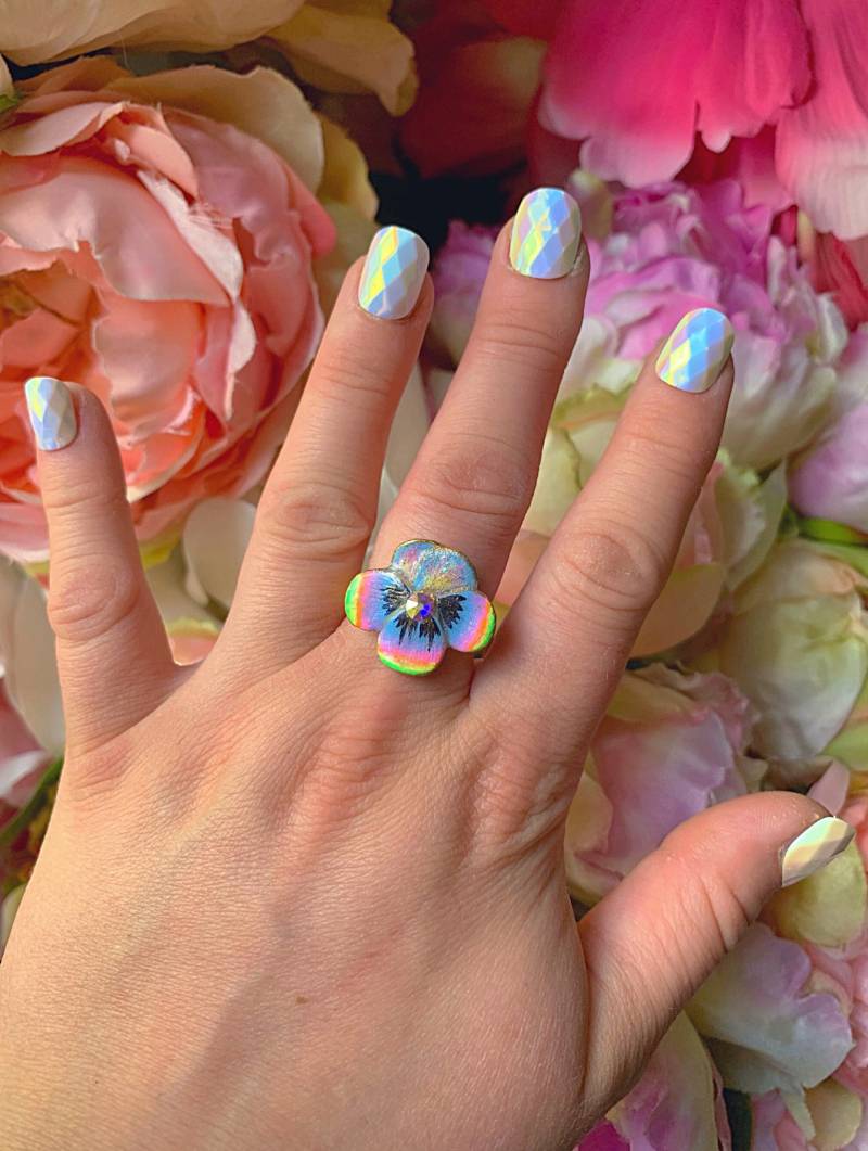 Regenbogen Stiefmütterchen Ring | -Veilchen Johnny Jump Up Blume Blumen Verstellbarer Regenbogen Stiefmütterchen Ring | -Veilchen Johnny Jump Up Blume Blumen Verstellbarer von FairyBlossomShop