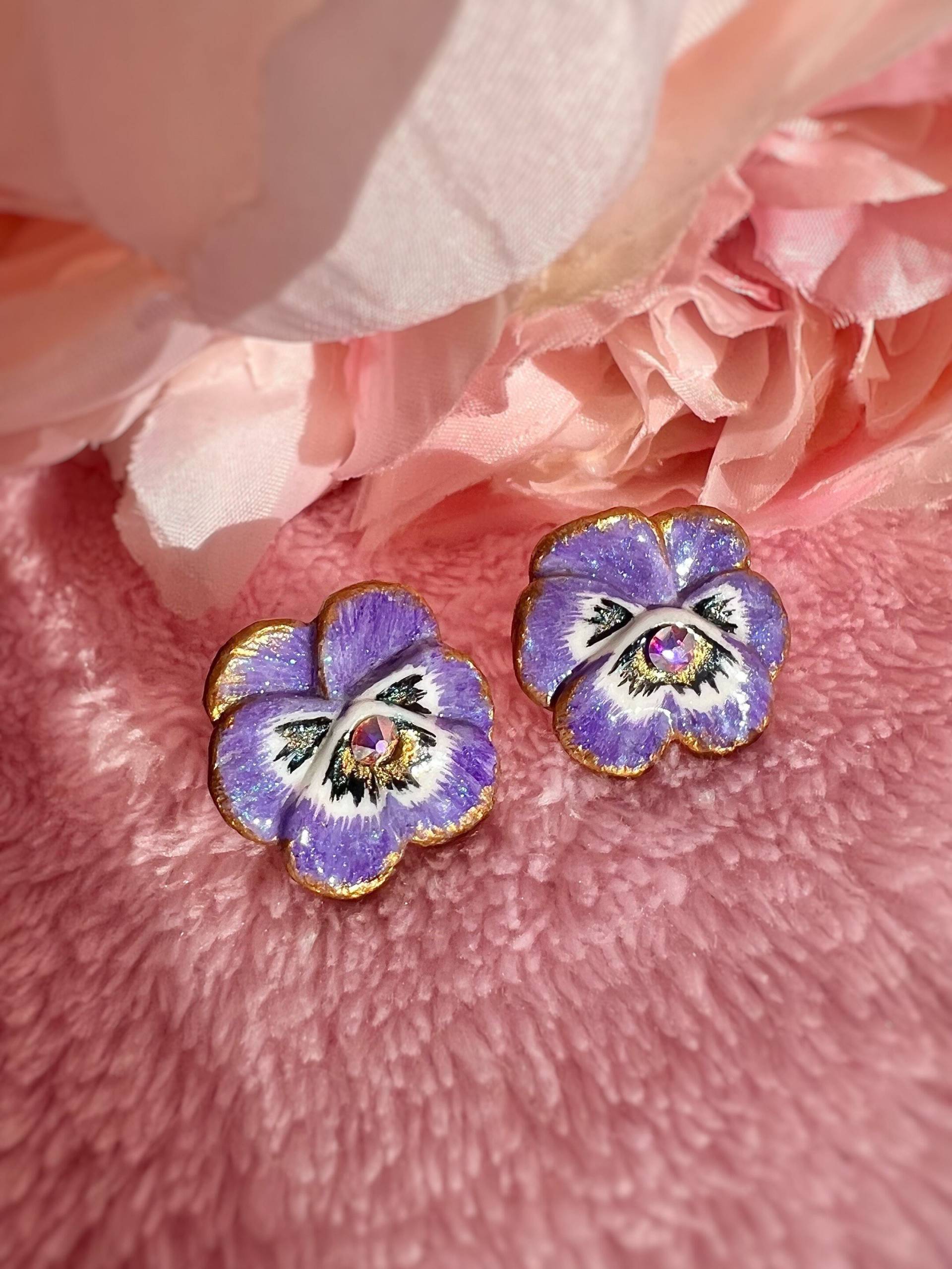 stiefmütterchen Ohrringe | Viola Johnny Jump Up Blumen Ohrstecker stiefmütterchen Ohrringe | Viola Johnny Jump Up Blumen Ohrstecker von FairyBlossomShop