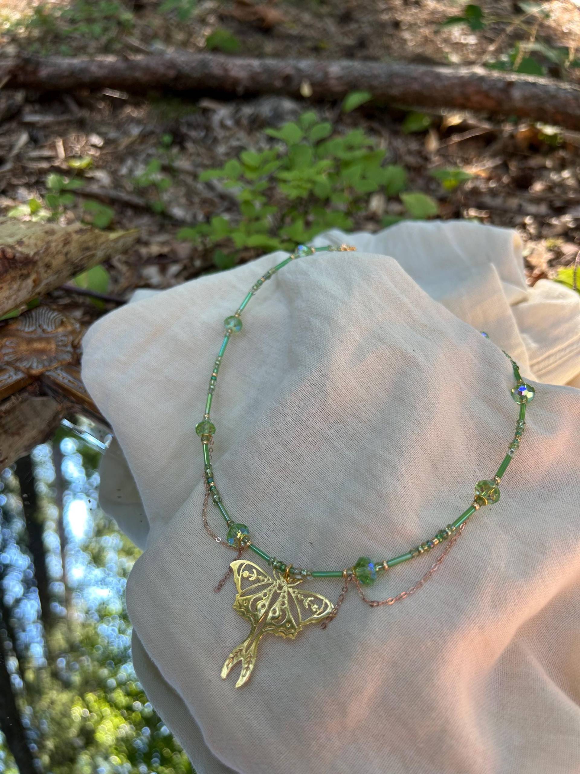 Golden Moth Necklace | Beads, Charm's & Pendant Woodland Handmade Golden Moth Necklace | Beads, Charm's & Pendant Woodland Handmade von FairyCraftsAtelier