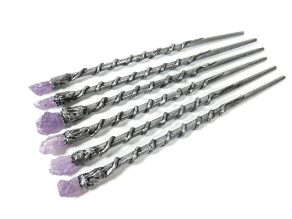 1 Roher Amethyst Kristall Zauberstab Silber Hexenstab Zauberstein Wicca Zepter 1 Roher Amethyst Kristall Zauberstab Silber Hexenstab Zauberstein Wicca Zepter von FairyMeShop