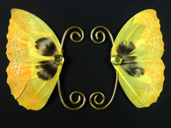 Gelb Gold Fee Ohrmanschetten Earwings Ohrflügel Feenflügel Schmetterling Flügel Kostüm Cosplay Gelb Gold Fee Ohrmanschetten Earwings Ohrflügel Feenflügel Schmetterling Flügel Kostüm Cosplay von FairyMeShop