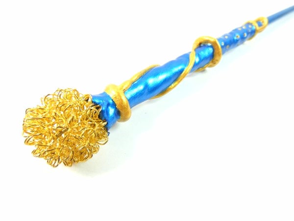 Gold Blauer Blitz Zauberstab Thunder Bolt Elfenstab Wicca Gold Blauer Blitz Zauberstab Thunder Bolt Elfenstab Wicca von FairyMeShop