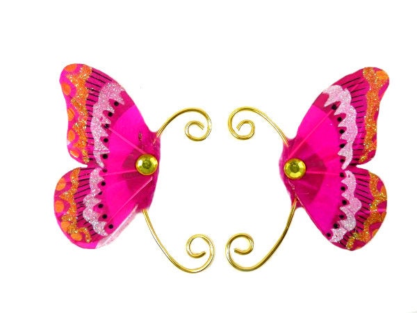 Hot Pink Gold Fee Ohrmanschetten Earwings Ohrflügel Feenflügel Schmetterling Flügel Kostüm Cosplay Hot Pink Gold Fee Ohrmanschetten Earwings Ohrflügel Feenflügel Schmetterling Flügel Kostüm Cosplay von FairyMeShop