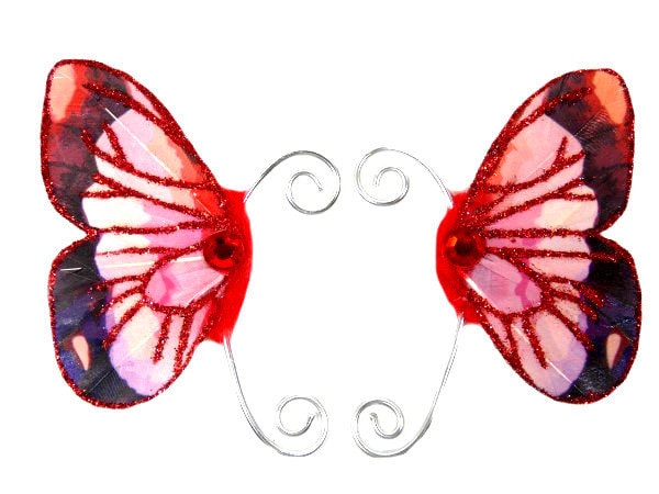 Rote Fee Ohrmanschetten Earwings Ohrflügel Feenflügel Schmetterling Flügel Kostüm Flügel Glitzer Feder Rote Fee Ohrmanschetten Earwings Ohrflügel Feenflügel Schmetterling Flügel Kostüm Flügel Glitzer Feder von FairyMeShop