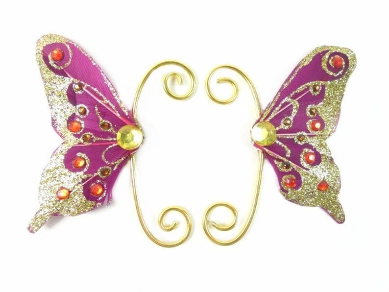 Rote Fee Ohrmanschetten Earwings Ohrflügel Feenflügel Schmetterling Flügel Kostüm Glitzer Cosplay Rote Fee Ohrmanschetten Earwings Ohrflügel Feenflügel Schmetterling Flügel Kostüm Glitzer Cosplay von FairyMeShop