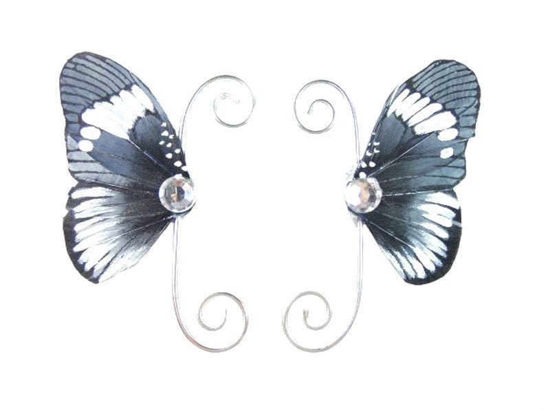 Schwarz Weiß Ohrmanschetten Earwing Ohrflügel Earcuffs Feenflügel Schmetterlingsflügel Kostümflügel Schwarz Weiß Ohrmanschetten Earwing Ohrflügel Earcuffs Feenflügel Schmetterlingsflügel Kostümflügel von FairyMeShop