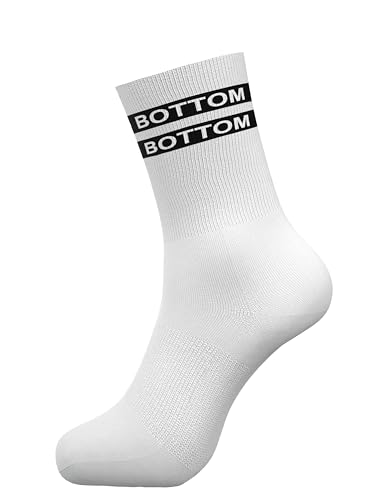 Bottom Socken | Größe 41-46 | Unisex Tribe Crew Socks | Passiv Devot Unterwürfig | Schwul Fetisch LGBTQ Pride Gay Bi Queer Männer Erotik (weiß/schwarz 1 Paar) von Fairytale Creations